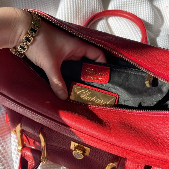 Chopard Red Satchel with Gold Accents NWOT - Picture 9 of 15